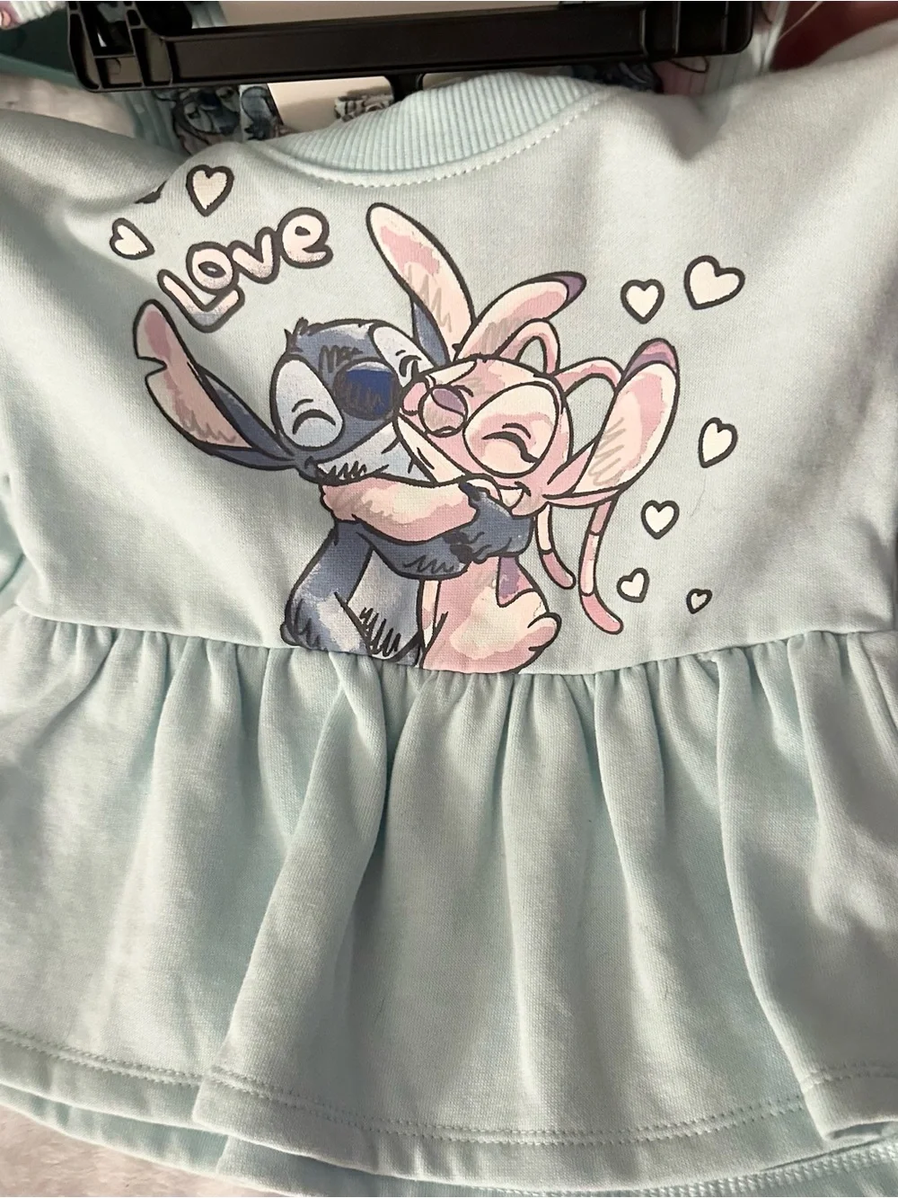 Disney Light Blue Stitch & Angel Matching Set with Pink Accents